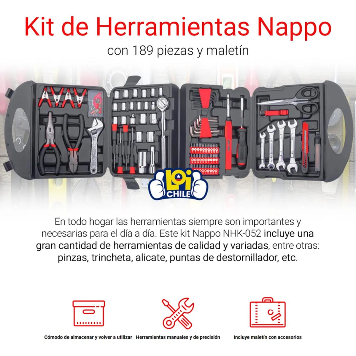 GENERICO - Kit De Herramientas Nappo 189 Piezas Y Maletín