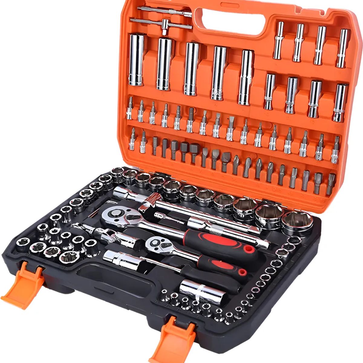 GENERICO - Juego Caja Set Dados Cromo Vanadium Profesionales 108 Piezas Naranja