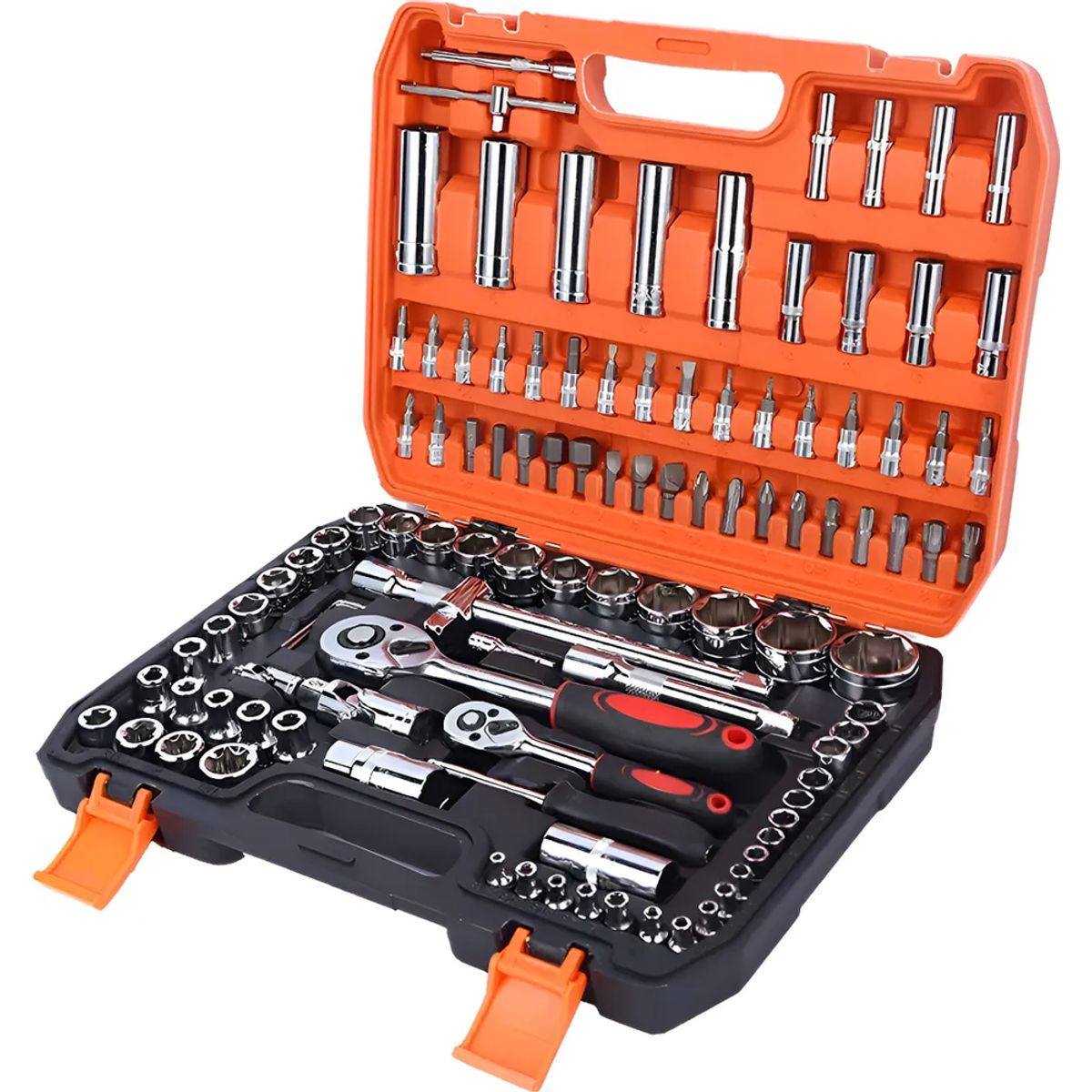 GENERICO - Juego Caja Set Dados Cromo Vanadium Profesionales 108 Piezas Naranja