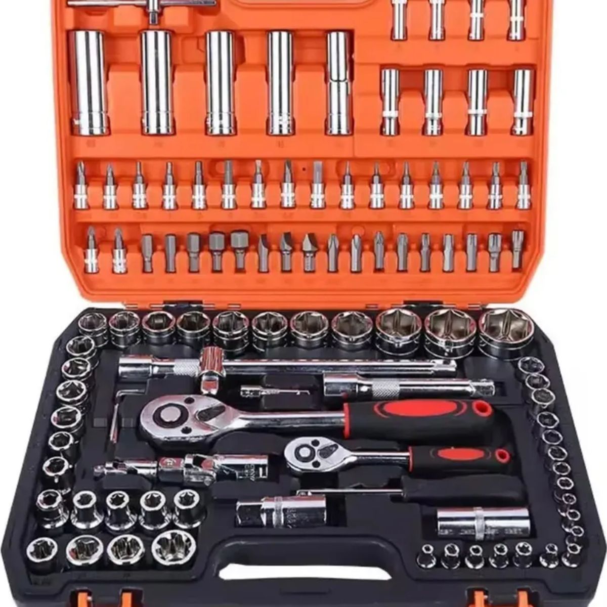 GENERICO - Juego Caja Set Dados Cromo Vanadium Profesionales 108 Piezas Naranja