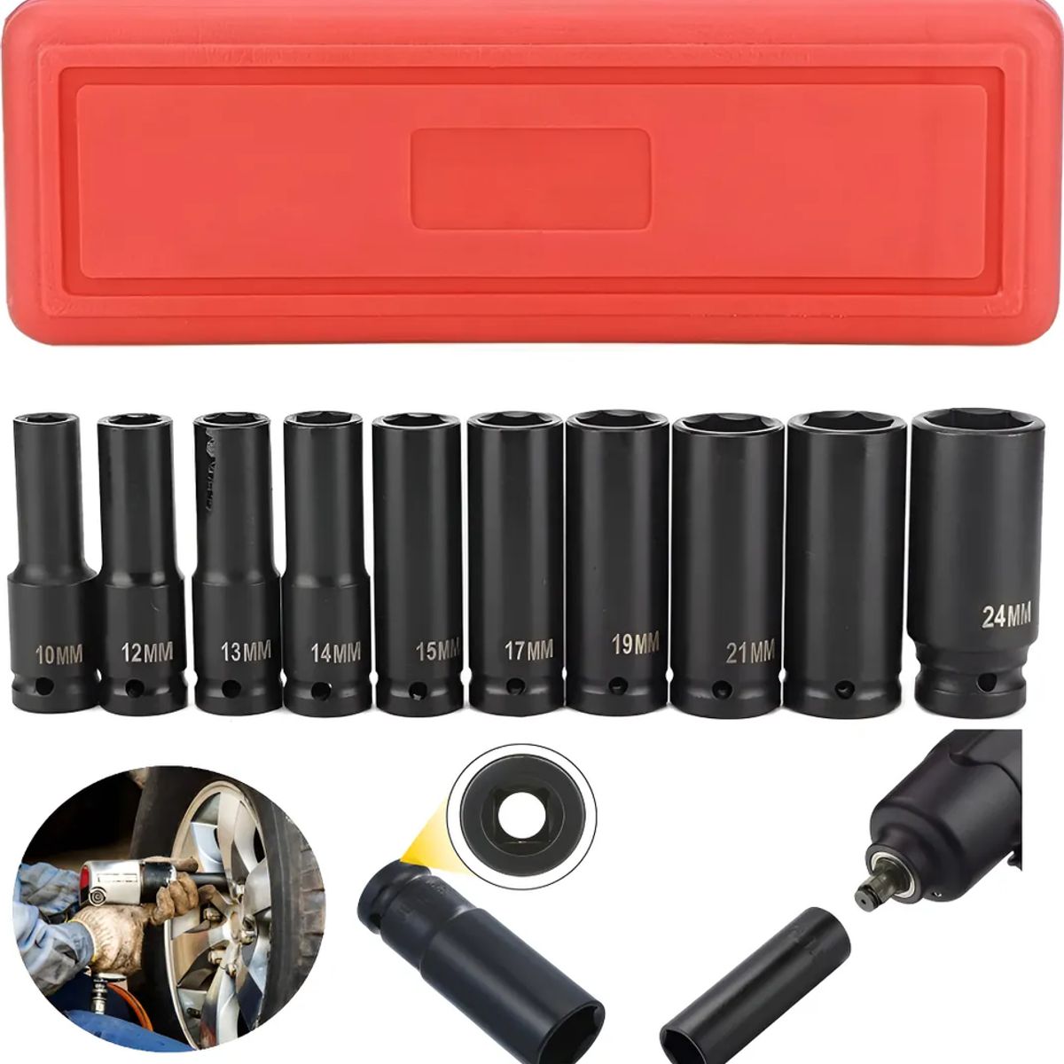 GENERICO - 10 Piezas Juego Set Dados De Impacto 12 8 A 24 Mm En Caja