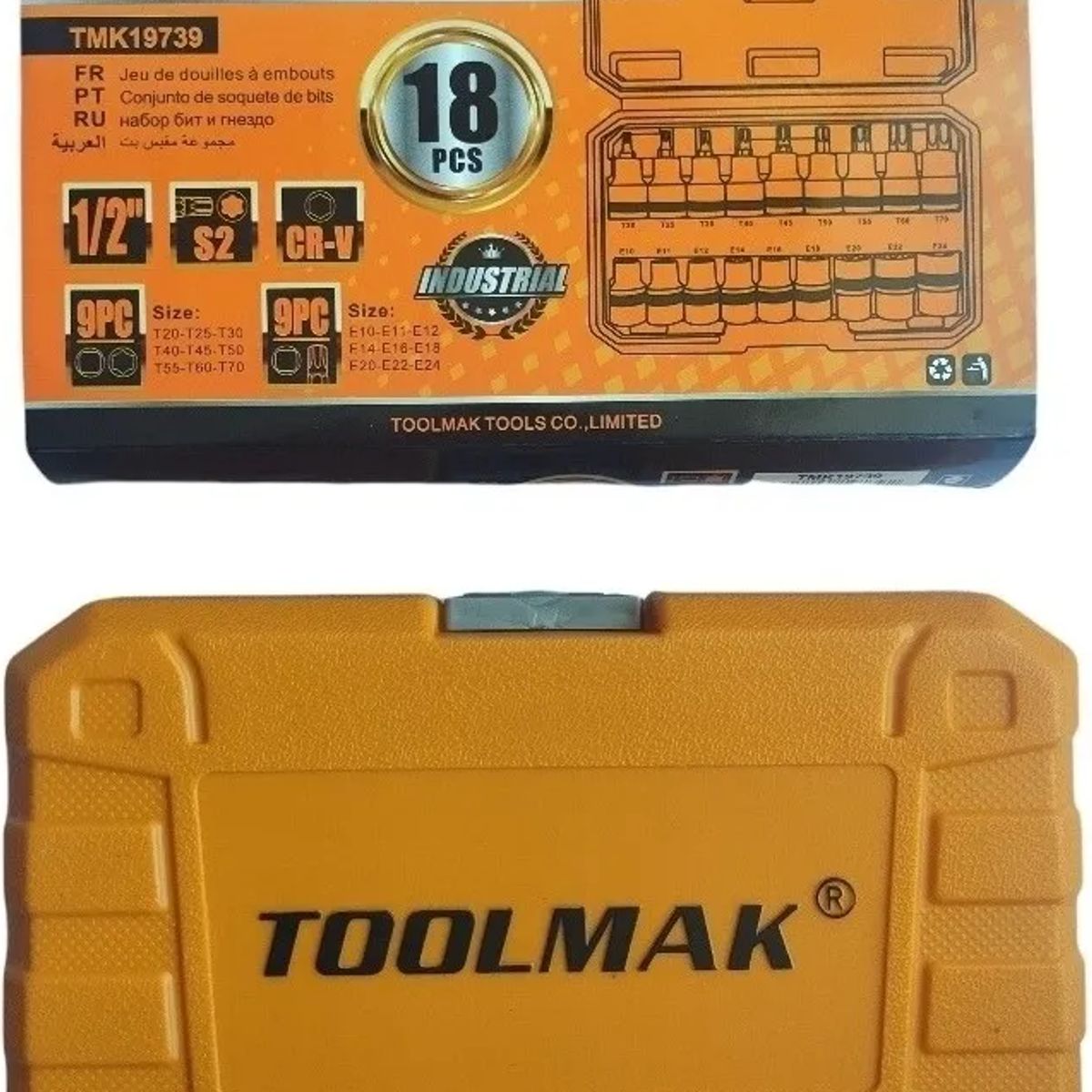 GENERICO - Juego Dados Torx Y Estrella 12 Pulg Macho Hembra 18 Piezas