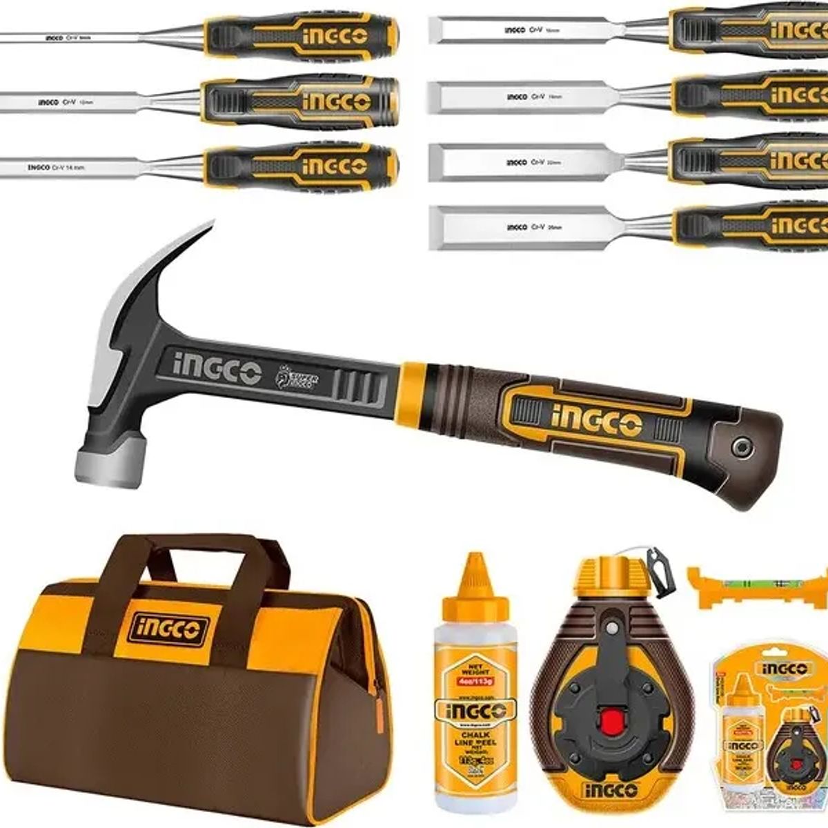 GENERICO - Set De Herramientas De Carpintería Industrial 10 Pzs Ingco