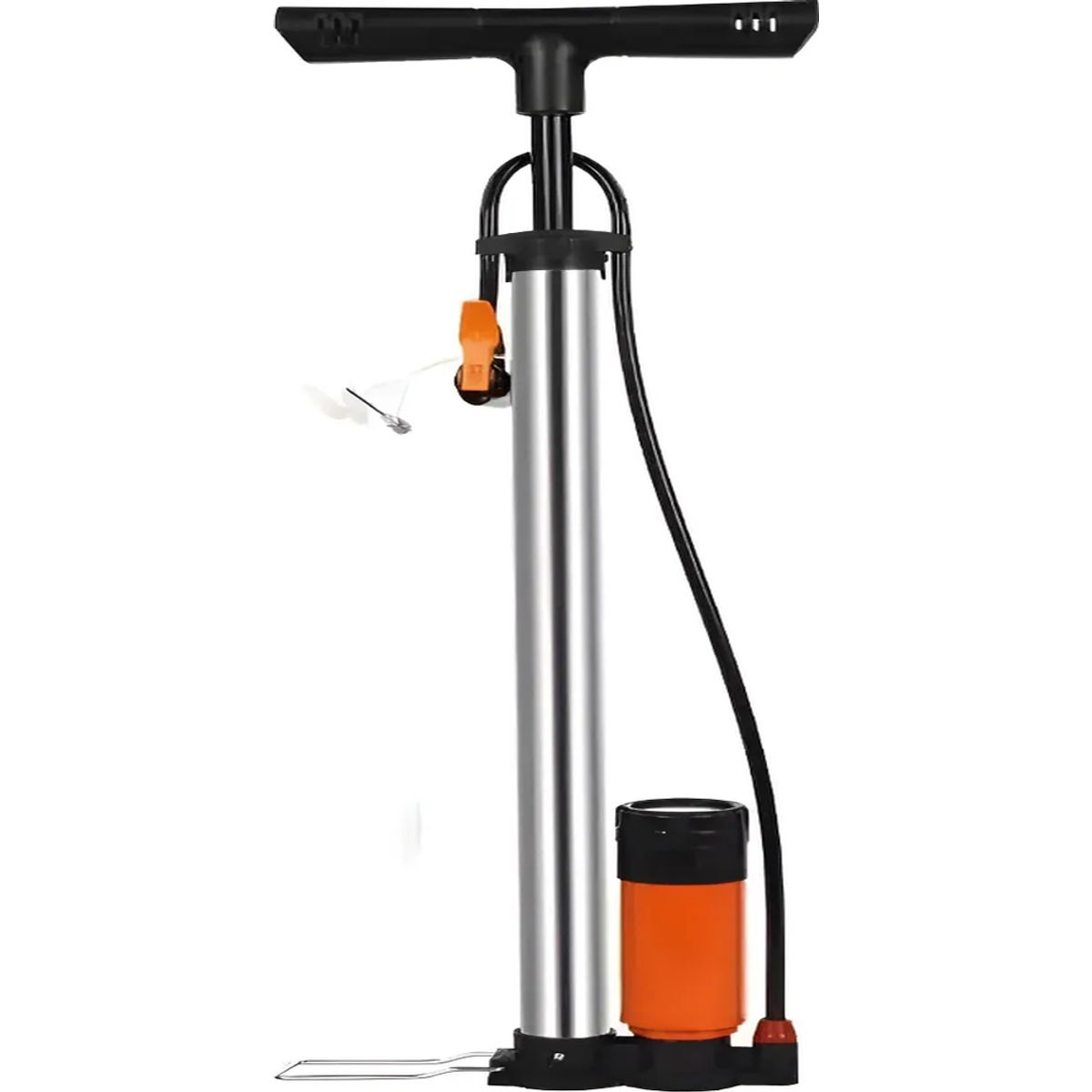 GENERICO - Bombin Bicicleta Profesional Inflador Balon Medidor Presion Color Plateado
