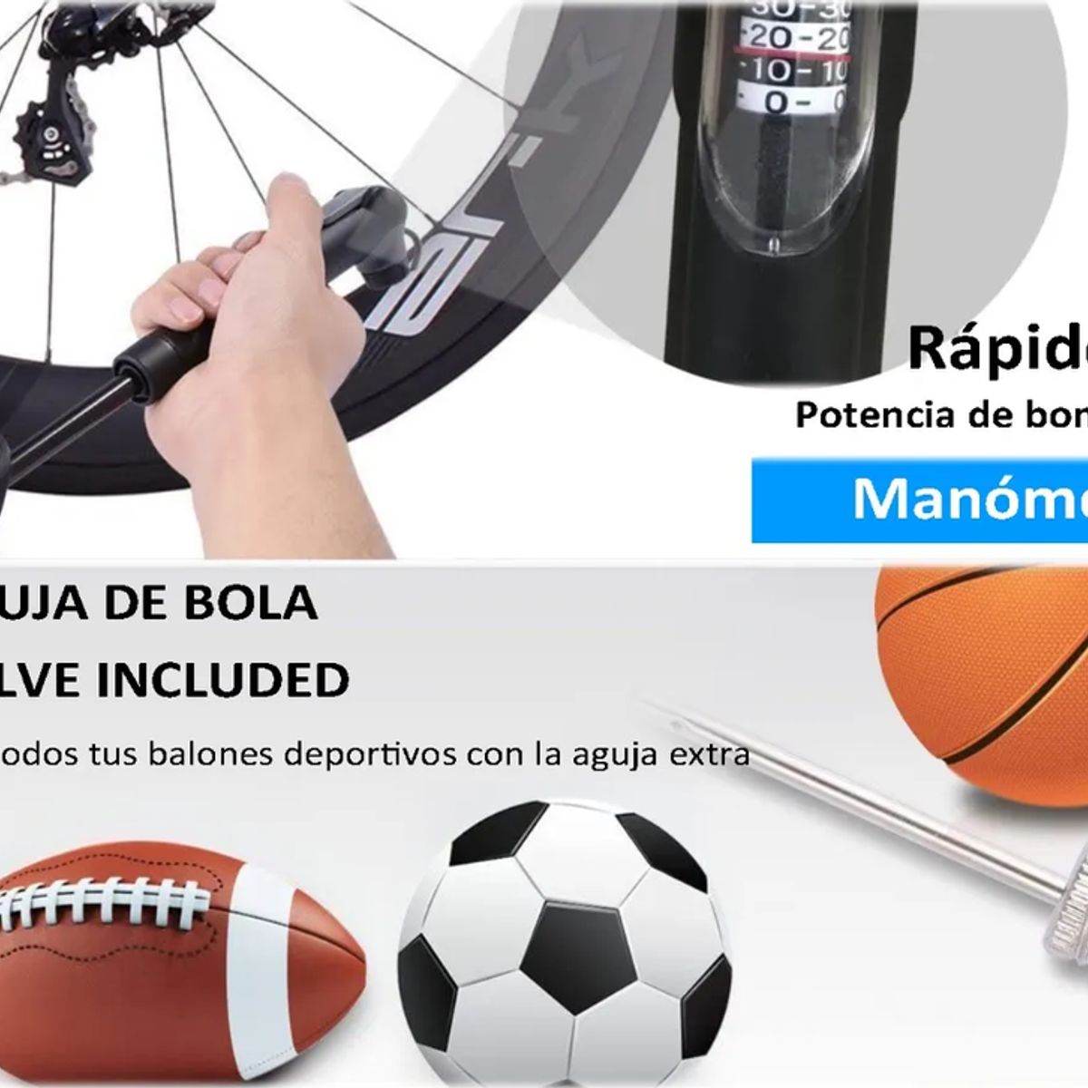 GENERICO - Mini Bombines Portátil Para Bicicleta Con Manómetro 120psi