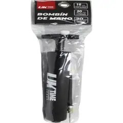 GENERICO - Bombin De Mano Inflador Manual Uk Time Sport 8 Pulgadas Color Negro