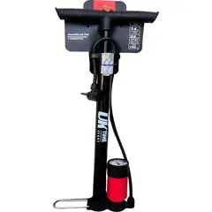 GENERICO - Inflador De Pie Uk Time Con Acumulador + Manómetro Y Aguja Negro