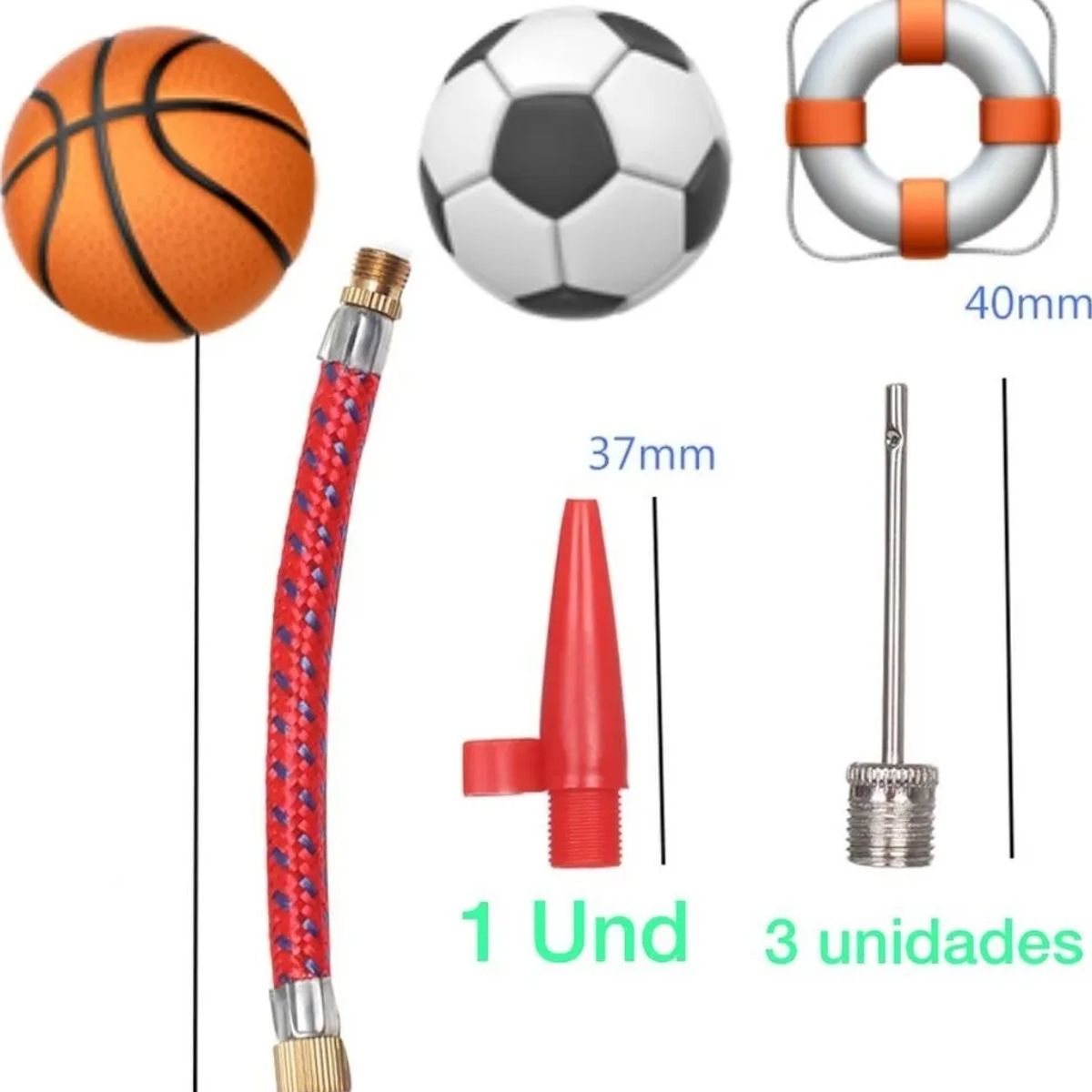 GENERICO - Kit De 5 Piezas Agujas De Inflar Balones Llana Bicicletas Gris