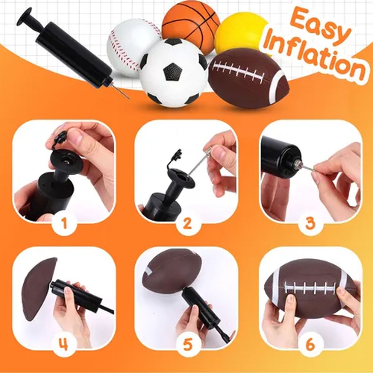 GENERICO - Mini Bombin Inflador Manual Para Pelotas Bosu Cojines