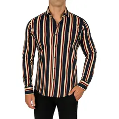 XPRESS RECHARGE - Camisa de vestir manga larga con rayas para hombre Elegancia moderna y estilo formal casual