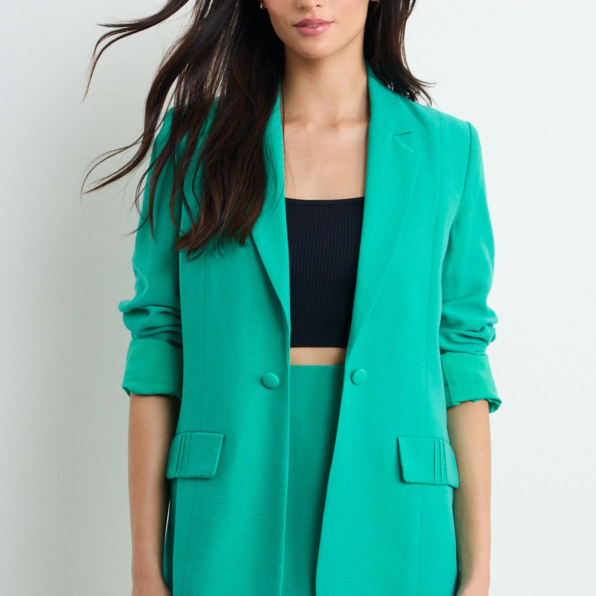 IO - Blazer Liso Mujer Verde Oliva Io