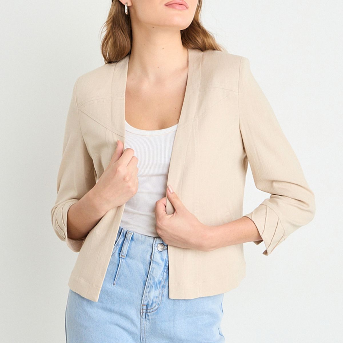 IO - Casaca Lisa Mujer Beige Io