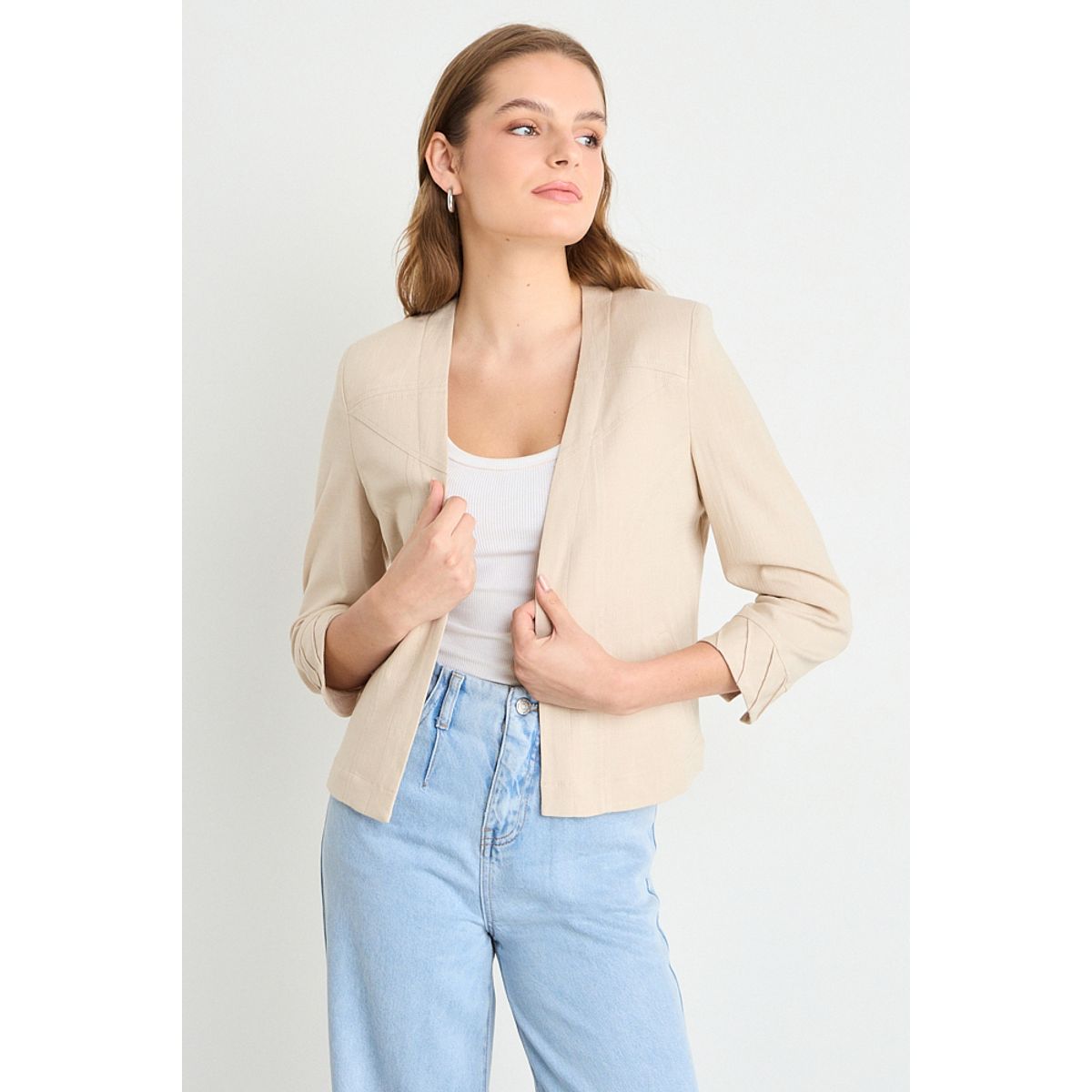 IO - Casaca Lisa Mujer Beige Io