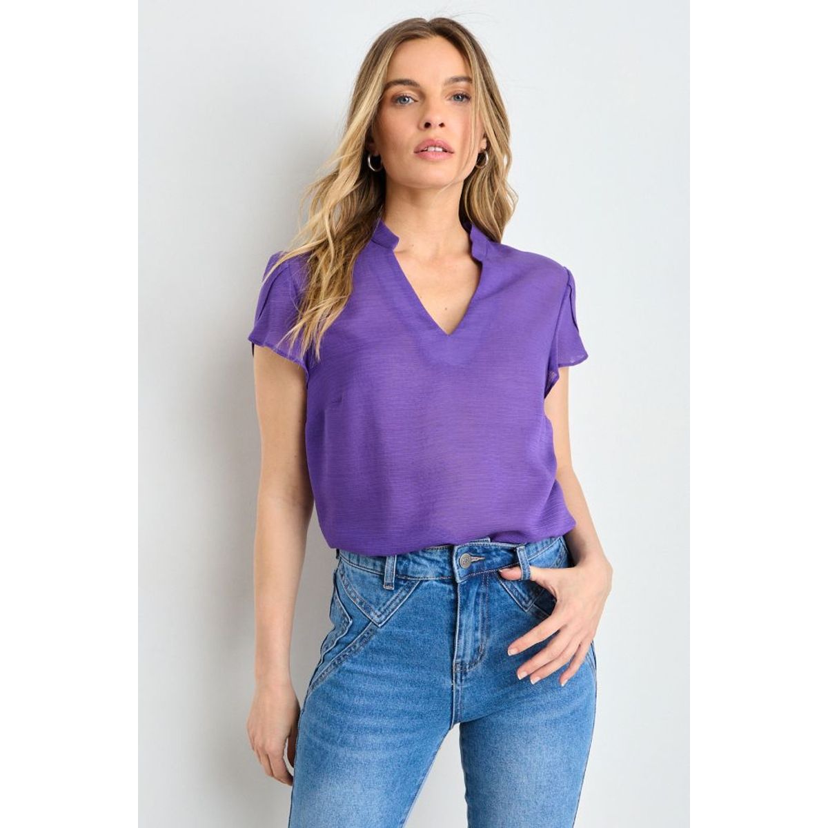 ASH - Blusa Manga Tulipan Mujer Morado Ash