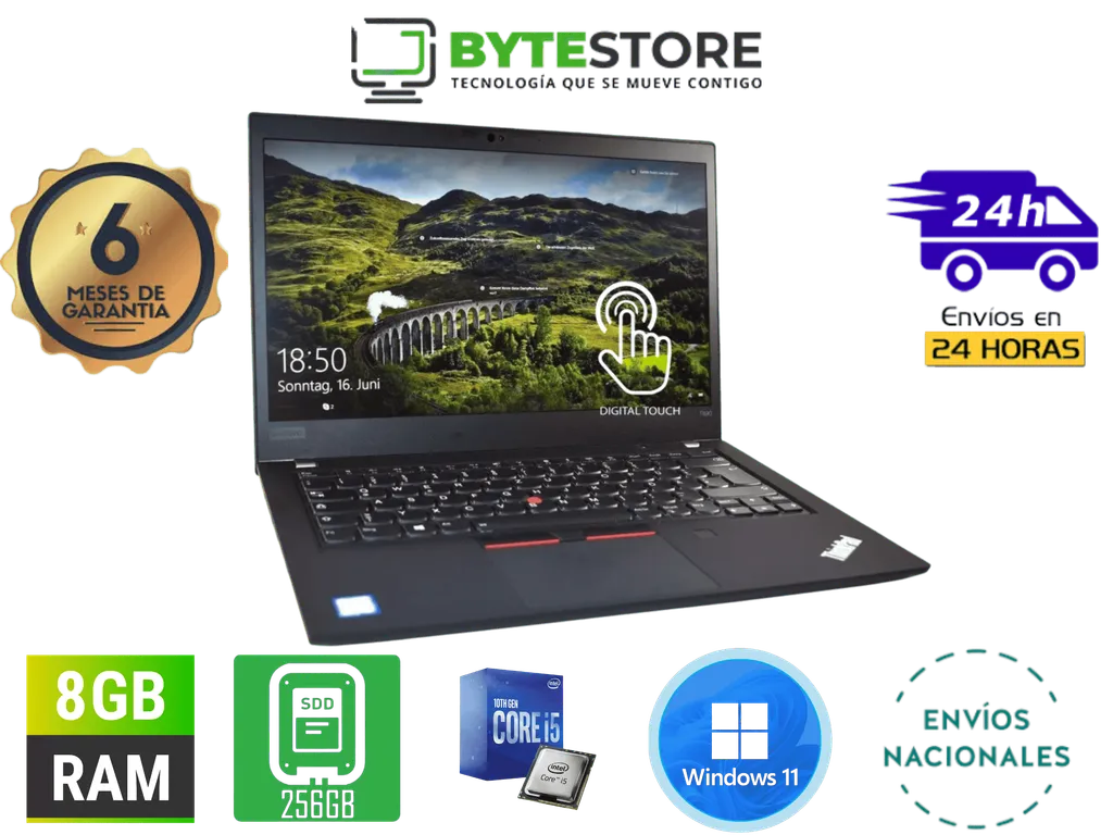 Thinkpad T490 14" TOUCH - Core i5 8GB RAM 256GB SSD ADLX65YCC2D W11Pro REACONDICIONADO