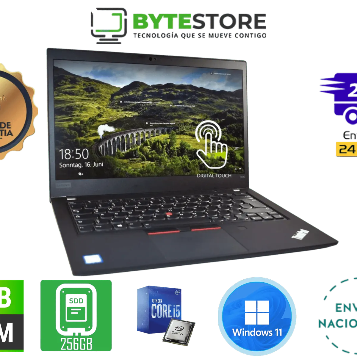 LENOVO - Lenovo Thinkpad T490 14" TOUCH - Core i5 8GB RAM 256GB SSD ADLX65YCC2D W11Pro  REACONDICIONADO
