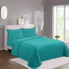 DIANA - SABANAS DE POLAR KING 4 PIEZAS COLOR LISO TURQUESA DE EXCELENTE CALIDAD