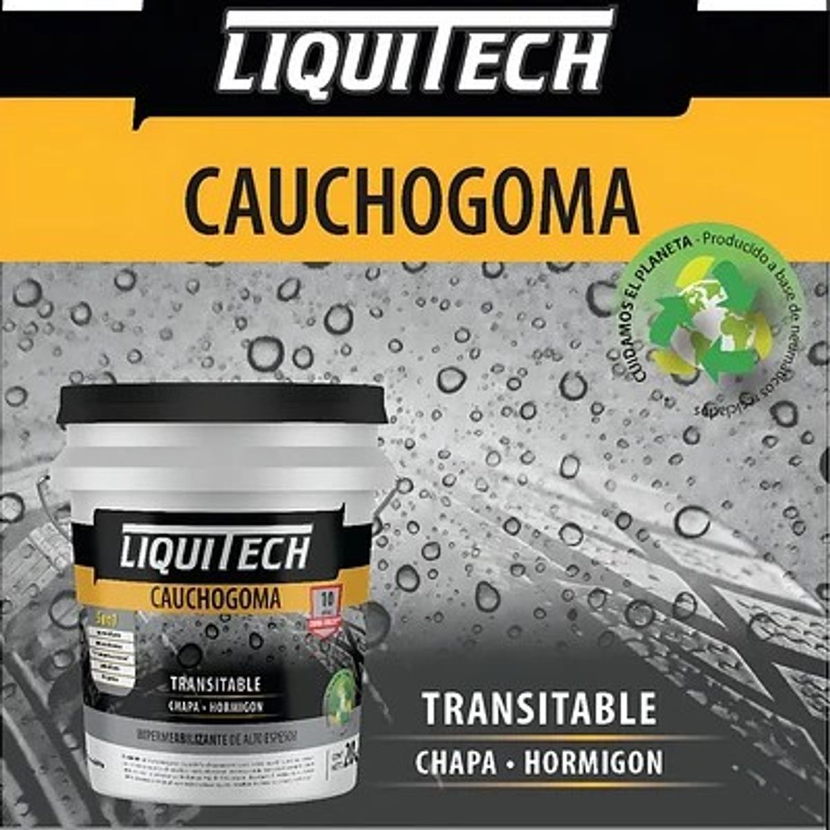 GENERICO - Pintura impermeabilizante sustentable Caucho Goma 5 en 1 Liquitech 4 Kg color Negro