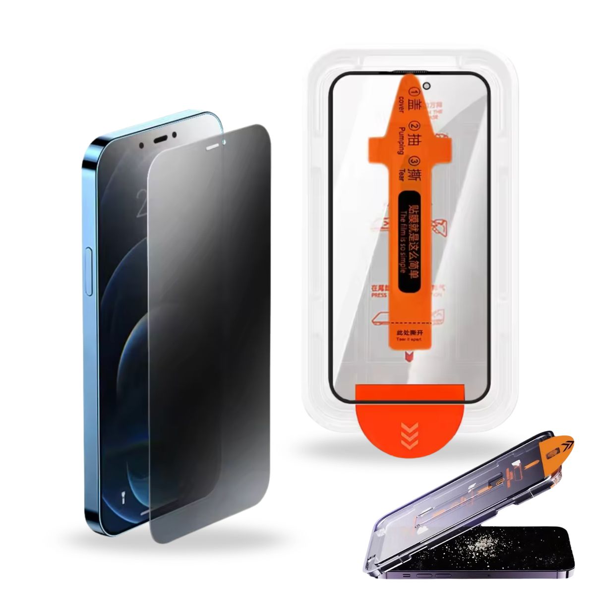 TECNOPALACE - Lámina Vidrio Antiespía Para iPhone 15 Plus Completa Con Instalador Fácil