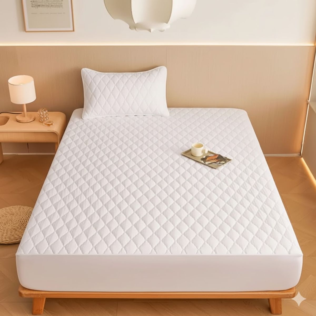 GENERICO - cubre colchón blanco 1.5  plaza protector impermeable 1 funda de almohada