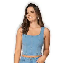 TRUCCOS JEANS - Crop Top Mezclilla Mujer Elasticado Colombiano T03033677
