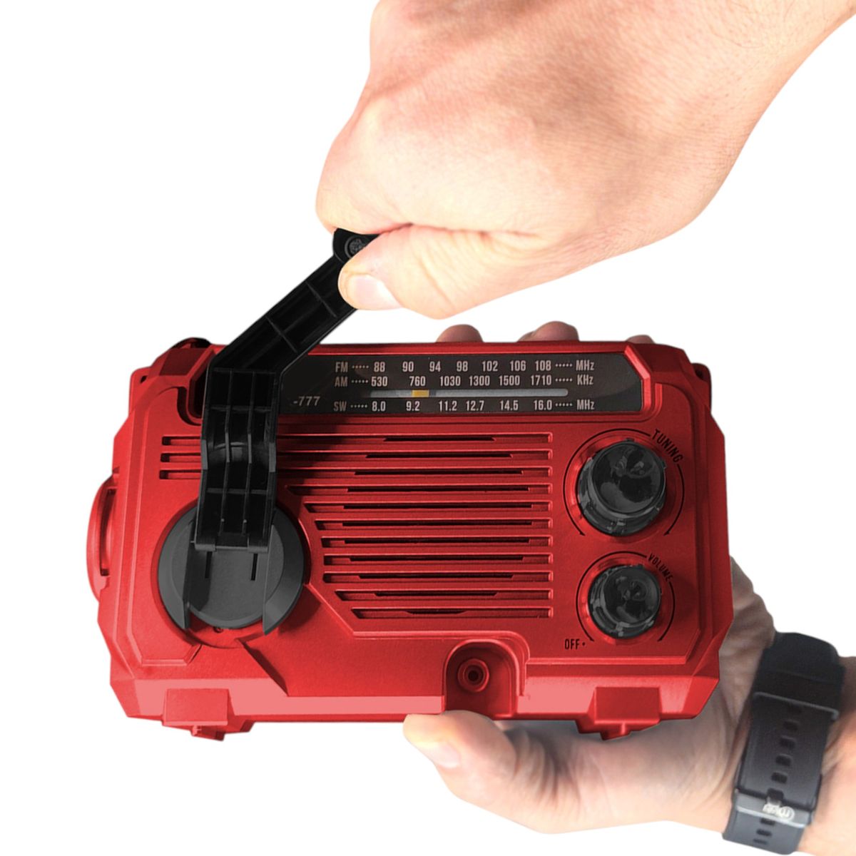 MLAB - Radio de Emergencia Solar Recargable + Dinamo de Carga AM/ FM/ SW/ BT Red Edition Multibandas