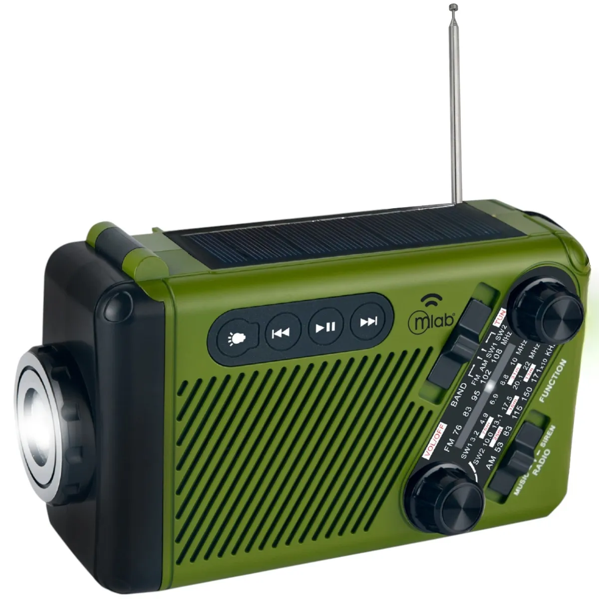 MLAB - Radio de Emergencia Solar Recargable + Dinamo AM FM SW BT Green Edition