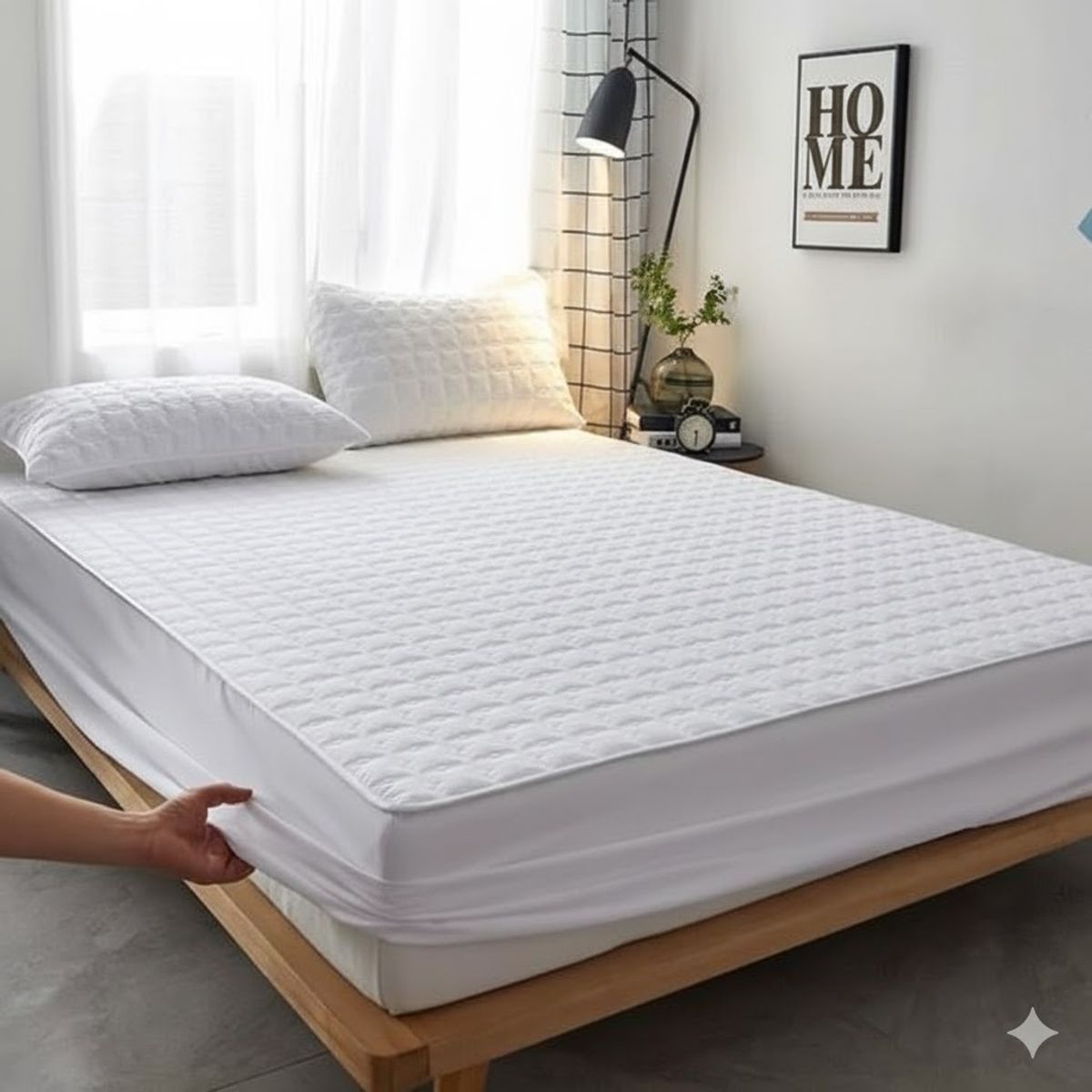 GENERICO - cubre colchón blanco super King protector impermeable 2 funda de almohada