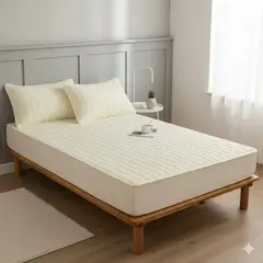 GENERICO - Cubre colchón blanco crudo super King protector impermeable 2 funda de almohada