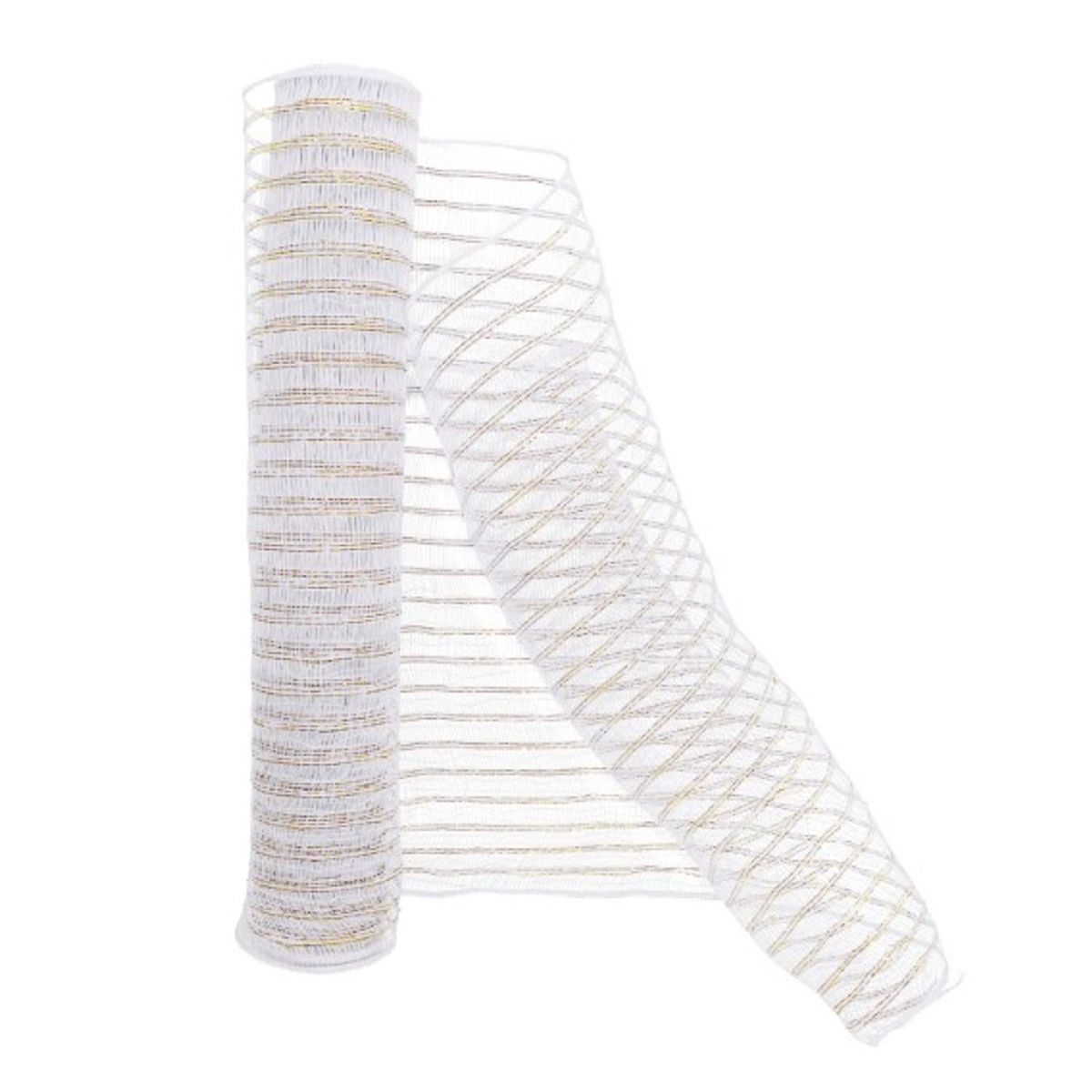 GENERICO - ROLLO 53CMX9M MALLA BOUQUET PP BLANCODORADO X1UNI