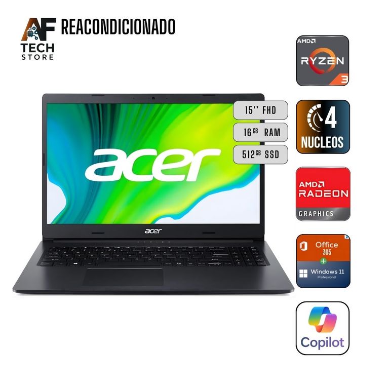 Notebook N20Q1 Ryzen 3 16GB 512GB - Win11+Office - Reacondicionado Profesional