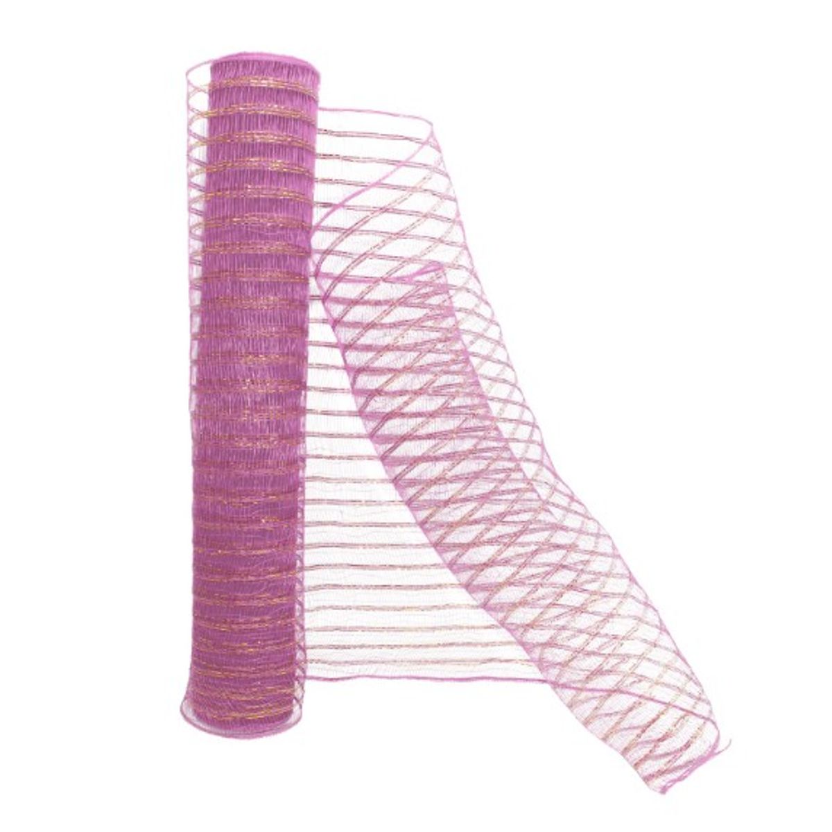 GENERICO - ROLLO 53CMX9M MALLA BOUQUET PP ROSADODORADO X1UNI