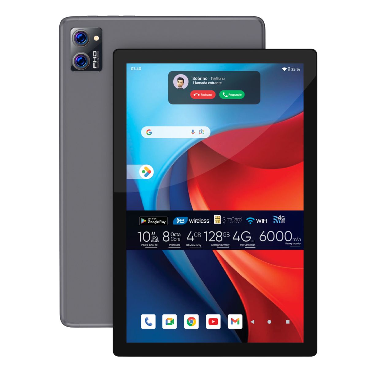 MLAB - Tablet Phone 4G LTE 10" FHD Android /  Octa-Core / 128GB + 4GB RAM