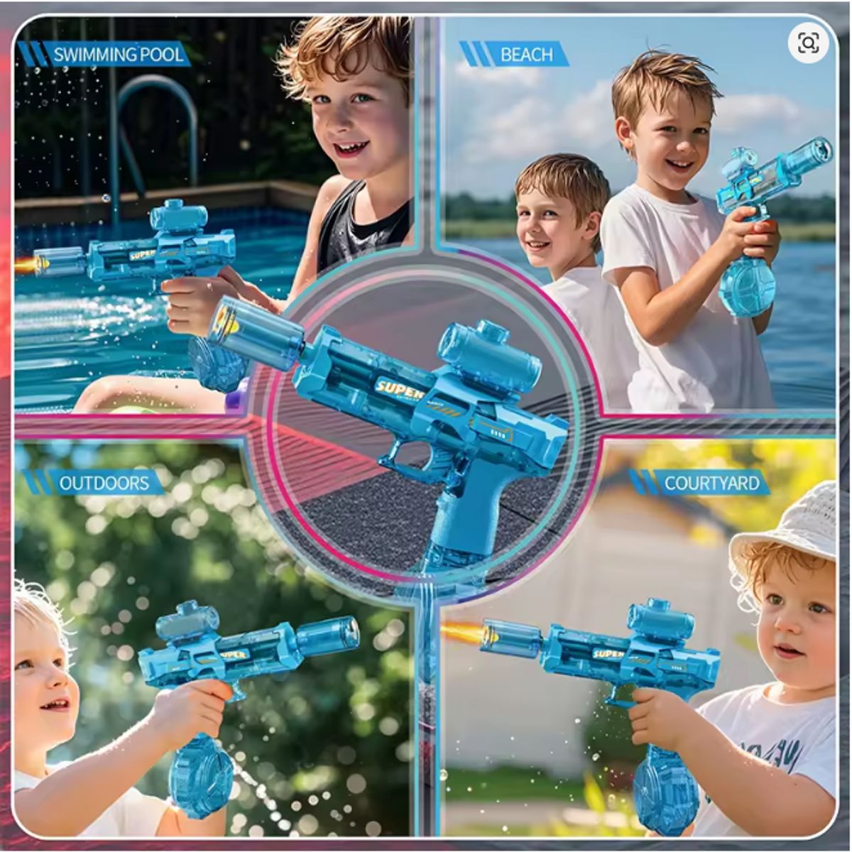 MOVI - PISTOLA DE AGUA ELECTRICA CON LUZ CON FORMA DE GLOCK