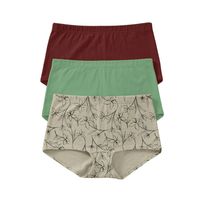 Pack x 3 bóxers cortos con algodón elástico 12634X3 Vino Marron / Verde Medio / Estampado Flores