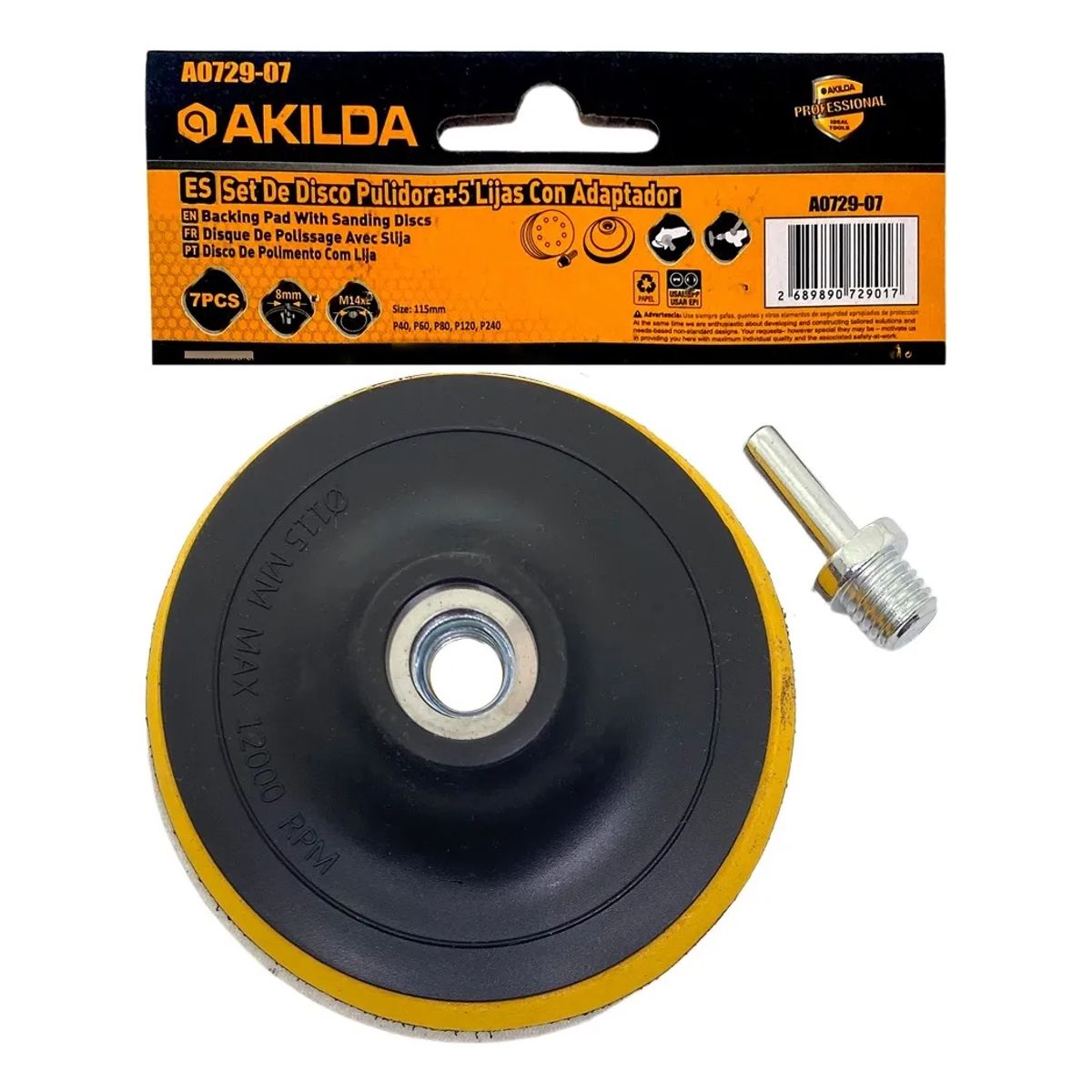 Disco Velcro Pulidor Para Esmeril 115mm + 5 Lijas Akilda, marca GENERICO - Foto Principal