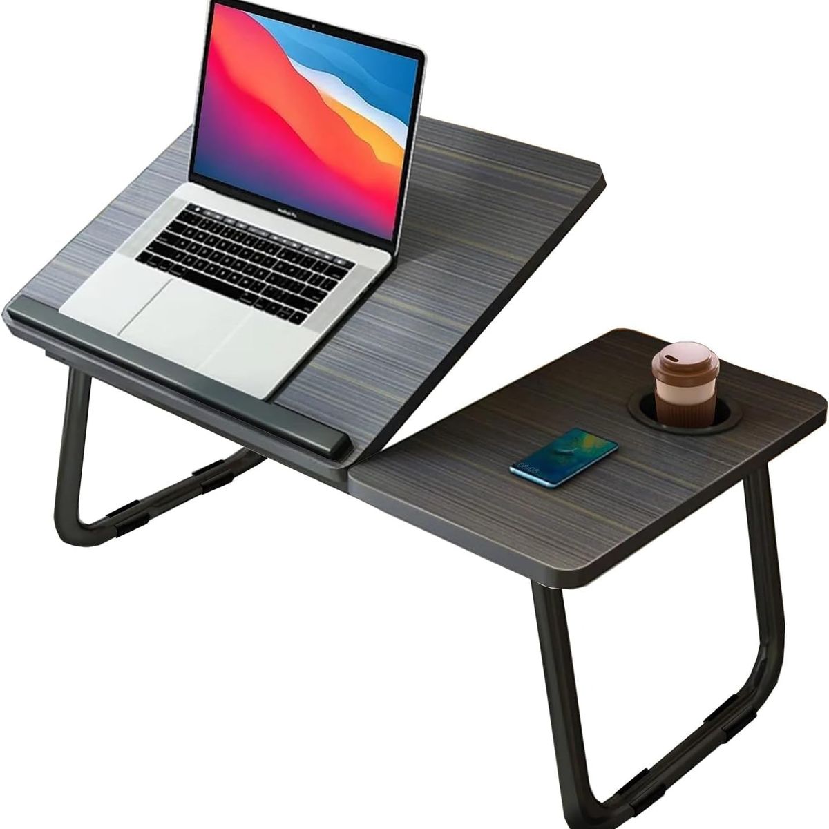 YOMYM - Escritorio Computadora Plegable Multifuncional  Portavasos 64×25×32cm