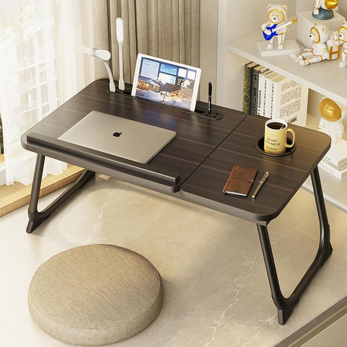 YOMYM - Escritorio Computadora Plegable Multifuncional  Portavasos 64×25×32cm