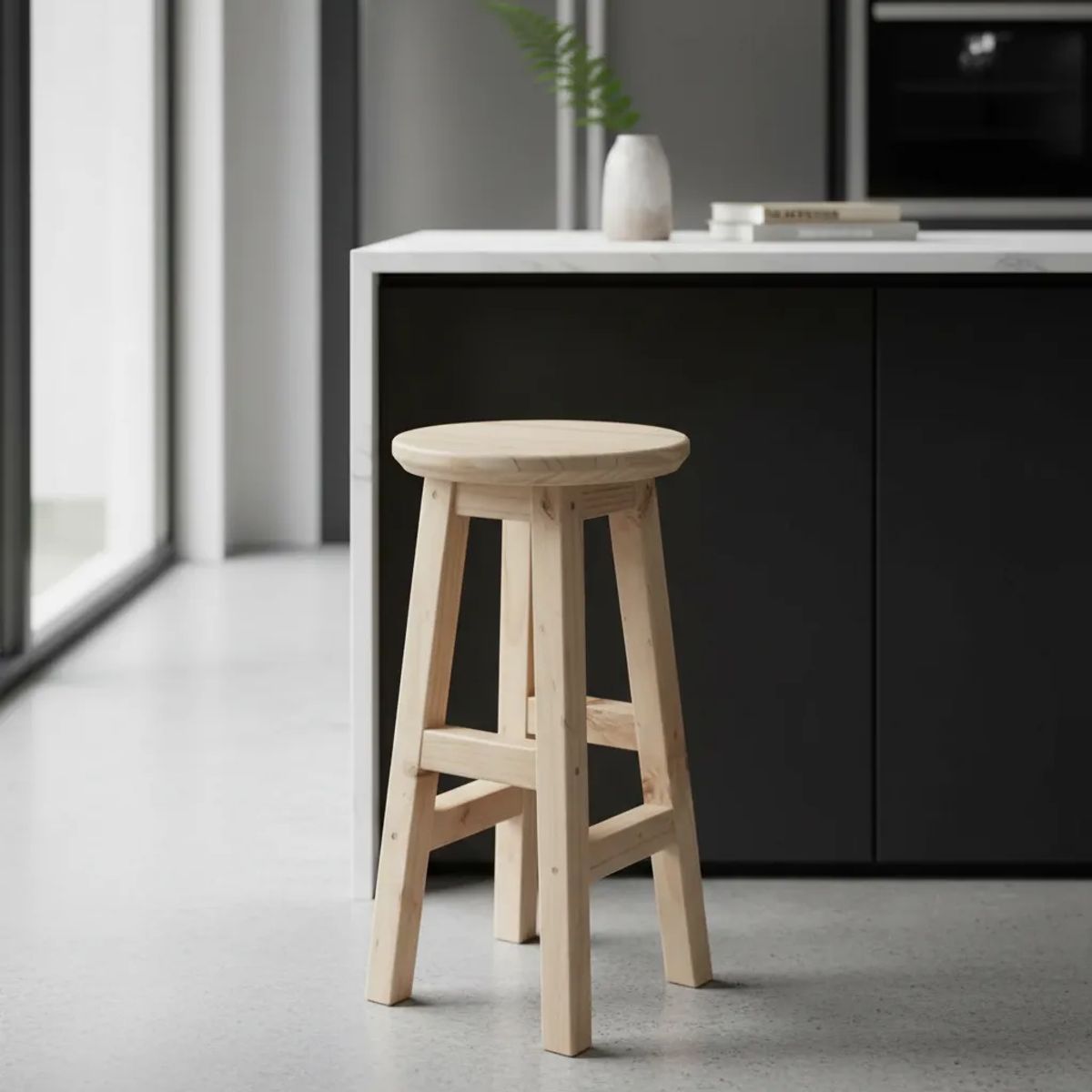 GENERICO - Taburete Nehuen Piso Redondo Madera Bar Cocina