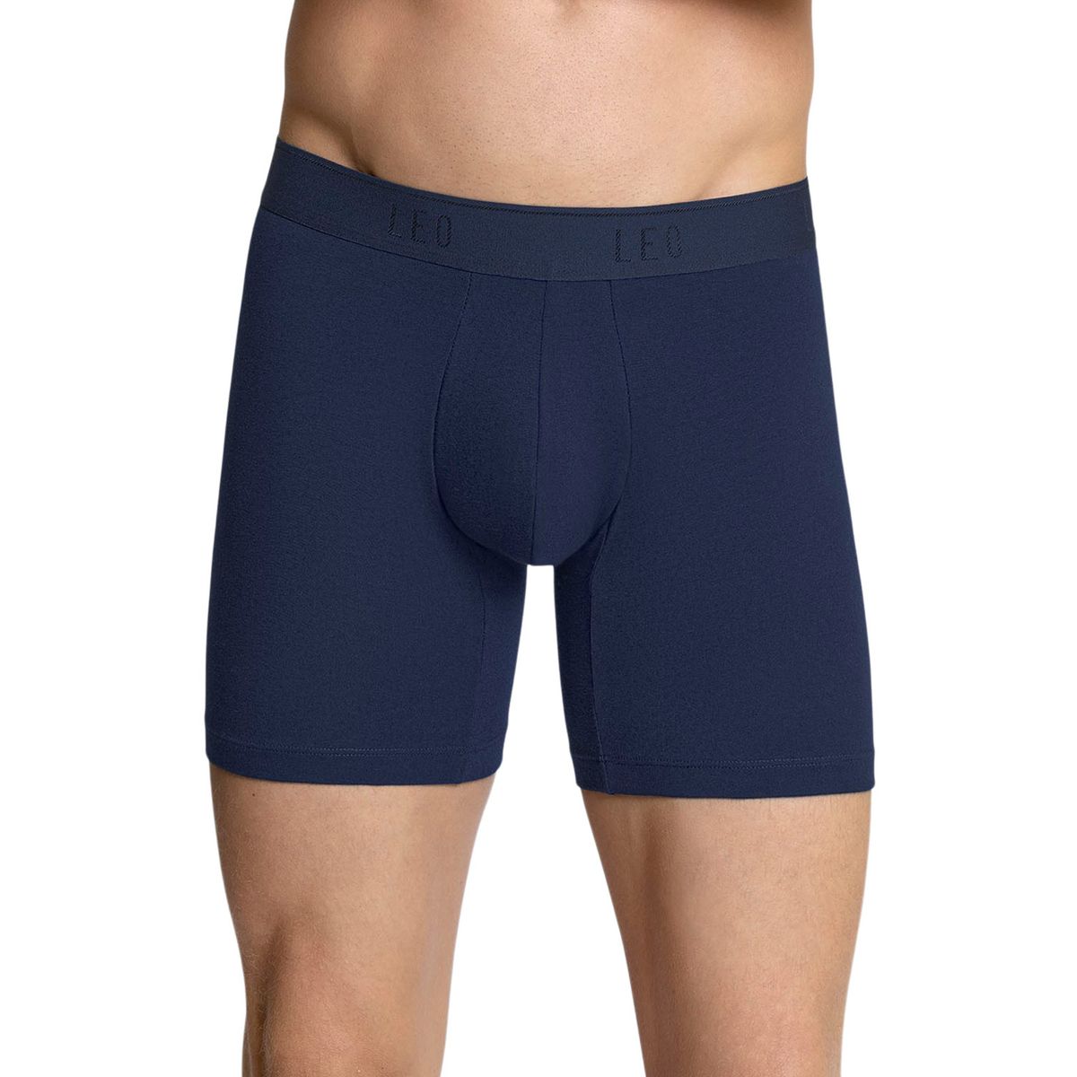 LEO - Leo Bóxer medio en algodón 033360 Azul Oscuro