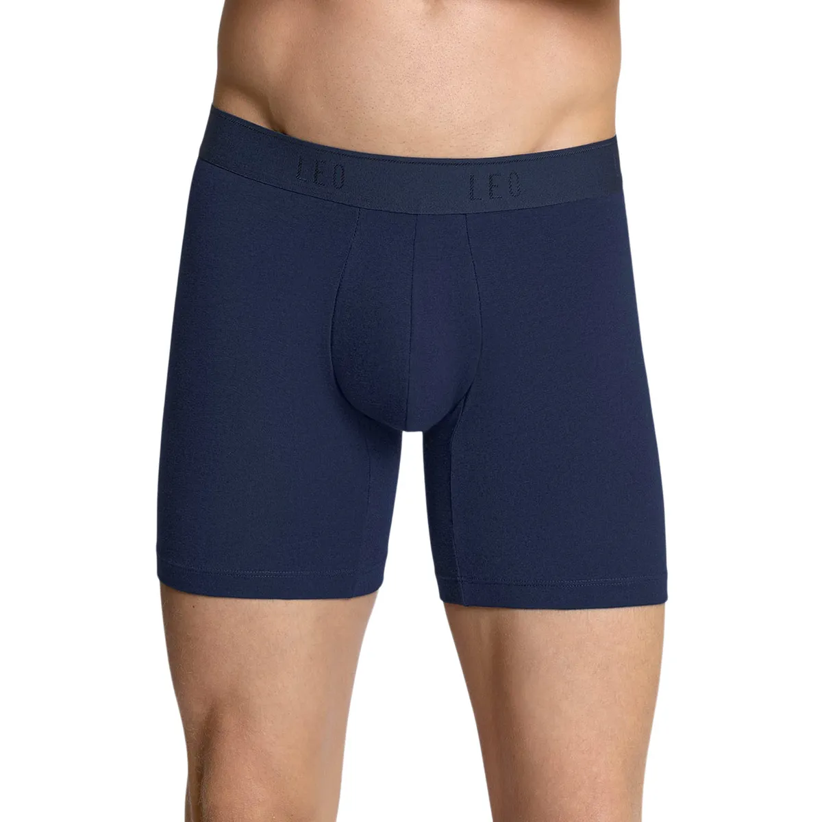 LEO - Leo Bóxer medio en algodón 033360 Azul Oscuro