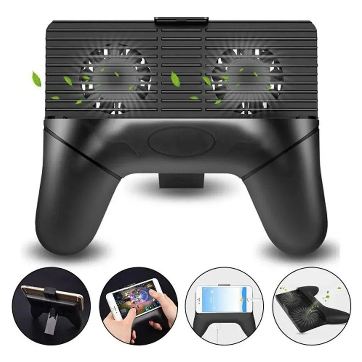 NO LOGO - Soporte Para Celular Tipo Joystick, 2 Ventiladores. Negro