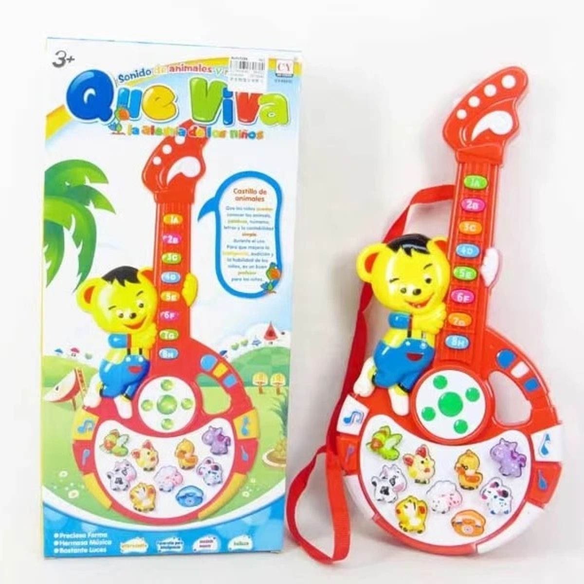 GENERICO - PACK X 3 GUITARRA OSO QUE VIVA LA ALEGRIA CAJA INSTRUMENTO MUSICAL DE JUGUETE