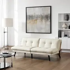 SPACE HOME - Sofa Cama Estructura De Madera Espuma De Alta Densidad Liso Crema