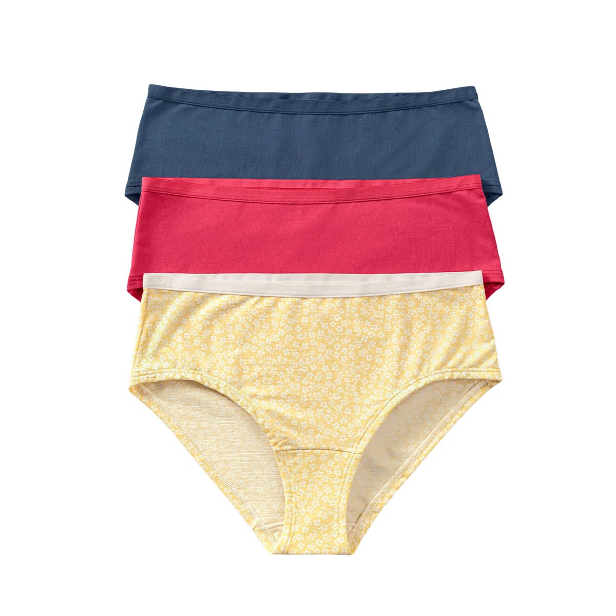 LEONISA - Leonisa Pack x 3 calzones clásicos de máxima comodidad y frescura 12771X3 Fondo Amarillo Estampado / Coral / Azul