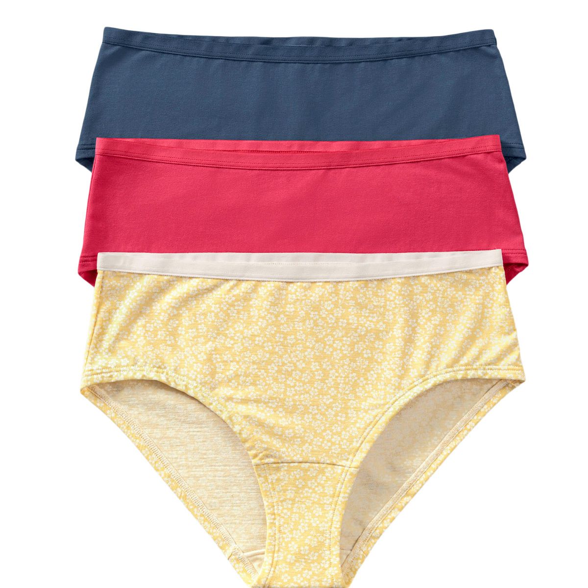 LEONISA - Leonisa Pack x 3 calzones clásicos de máxima comodidad y frescura 12771X3 Fondo Amarillo Estampado / Coral / Azul