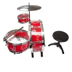 GENERICO - PACK X 3 BATERIA DE JUGUETE PARA NIÑOS BIG BAND ROJO