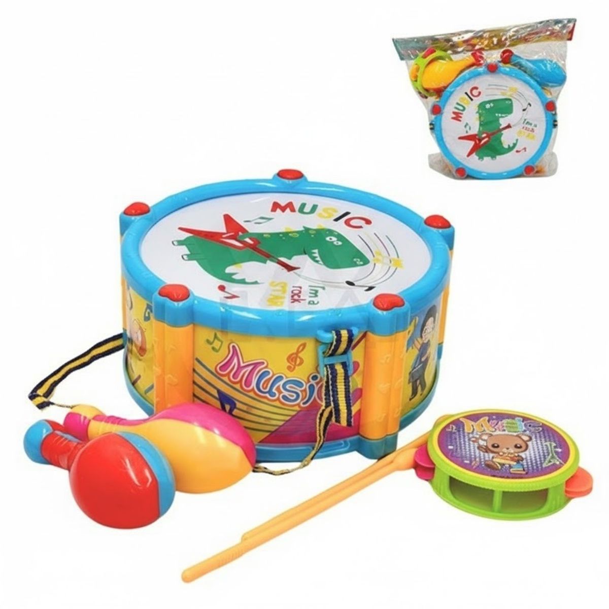 GENERICO - PACK X 3 MEGA TAMBOR REX FULL INSTRUMENTOS BOLSA