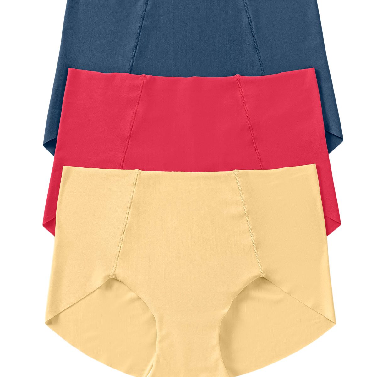 LEONISA - Leonisa Pack x 3 calzones clásicos de apariencia invisible 12882X3 Amarillo / Azul / Coral