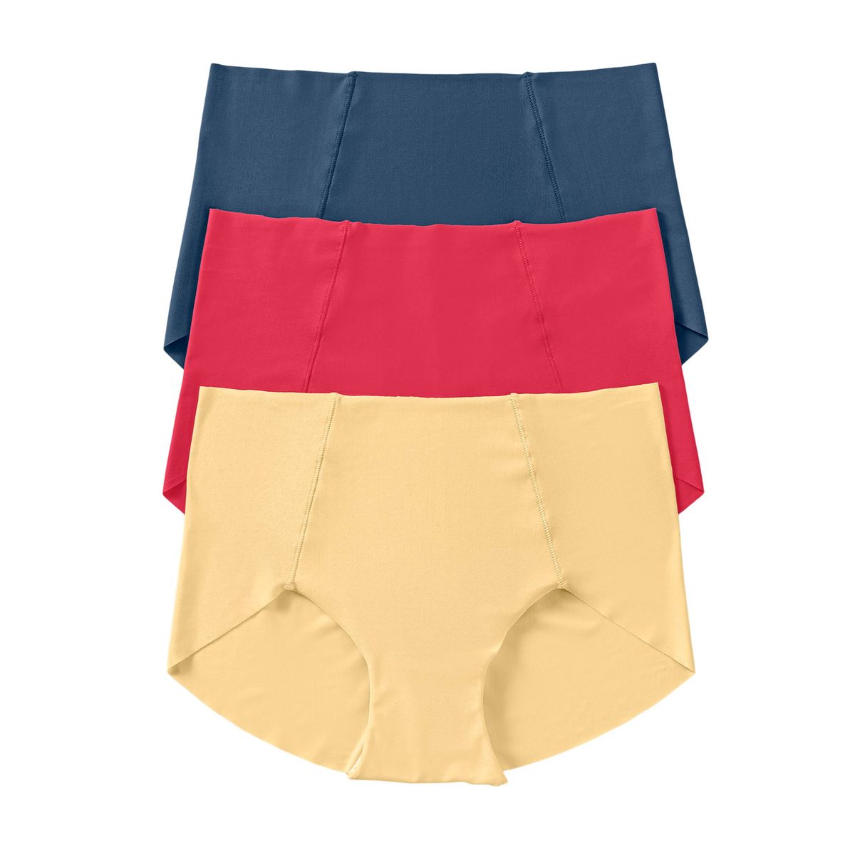 LEONISA - Leonisa Pack x 3 calzones clásicos de apariencia invisible 12882X3 Amarillo / Azul / Coral